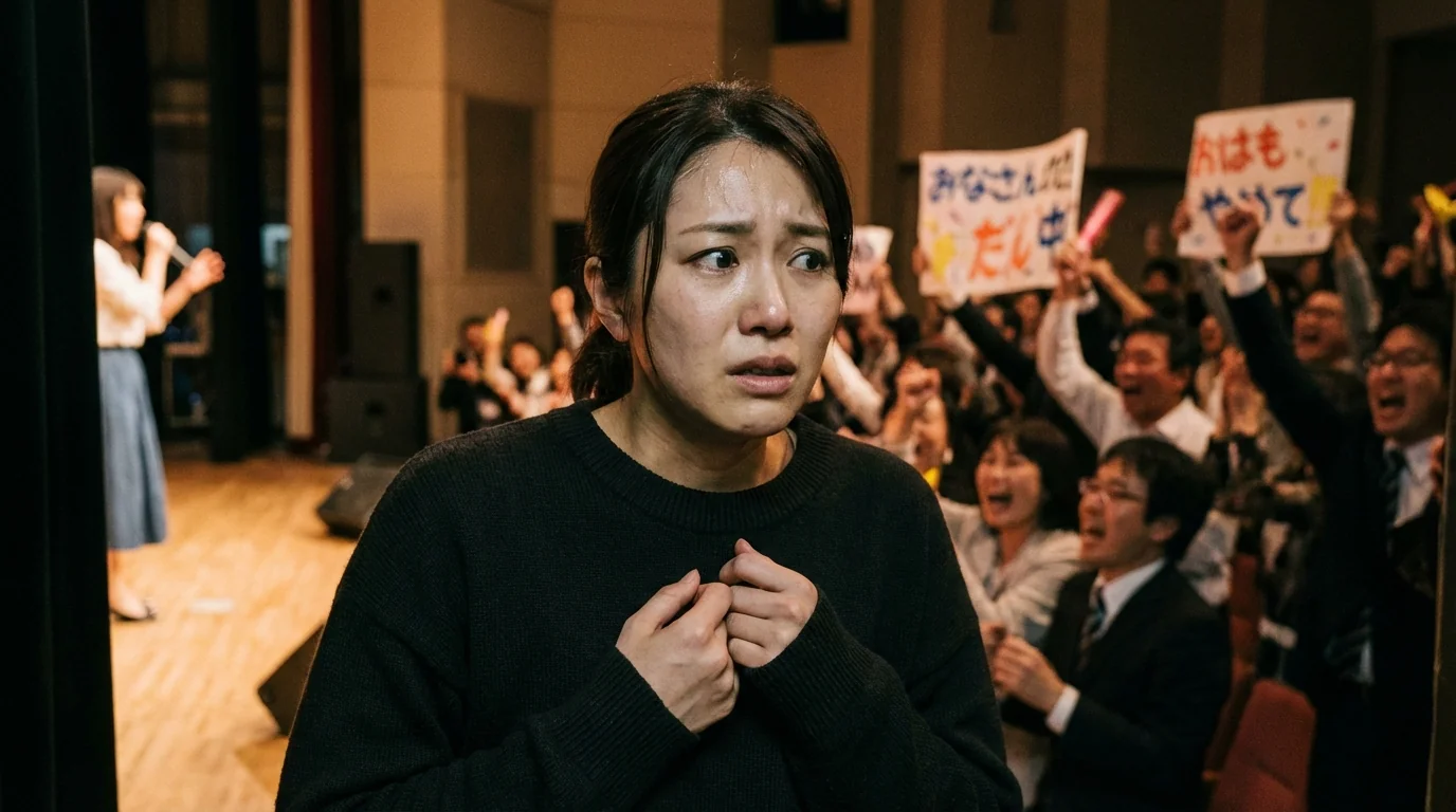 カラオケ大会で地元の応援に圧倒されるのお悩みイメージ